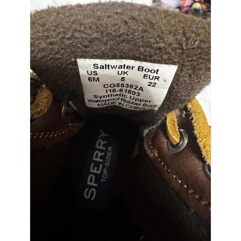Sperry Saltwater Duck Boots Toddler Size 6M Brown Black Waterproof CG55362A